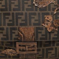 Fendi Brown Zucca Canvas and Python Embellished Mama Forever Shoulder Bag