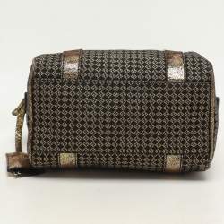 Fendi Black/Gold Zucchino Jacquard and Leather Boston Bag
