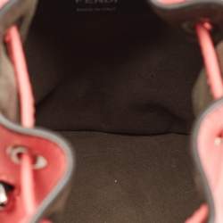 Pre Owned Fendi Pink Leather Mini F is 3D Flower Mon Tresor Bucket Bag