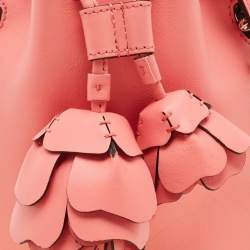 Pre Owned Fendi Pink Leather Mini F is 3D Flower Mon Tresor Bucket Bag