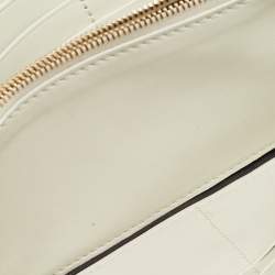 Pre Owned Fendi White Zucca Embossed Leather Baguette Wallet On Chain