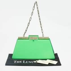 Fendi Green Brushed Leather Medium Peekaboo Cut Bag