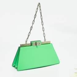 Fendi Green Brushed Leather Medium Peekaboo Cut Bag