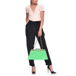 Fendi Green Brushed Leather Medium Peekaboo Cut Bag