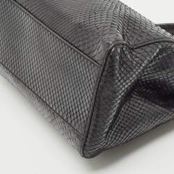 Pre Owned Fendi Black Python Mini Peekaboo Top Handle Bag