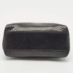Pre Owned Fendi Black Python Mini Peekaboo Top Handle Bag