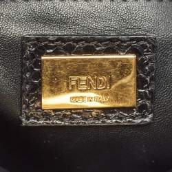Pre Owned Fendi Black Python Mini Peekaboo Top Handle Bag