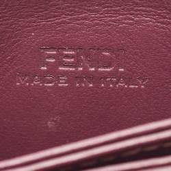 Fendi Grey/Peach Leather Accordion Card Case