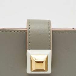 Fendi Grey/Peach Leather Accordion Card Case