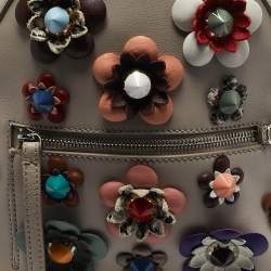 Fendi Grey Leather Mini Flowerland Backpack