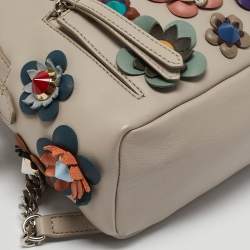 Fendi Grey Leather Mini Flowerland Backpack