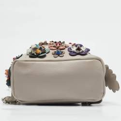 Fendi Grey Leather Mini Flowerland Backpack