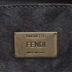 Pre Owned Fendi Blue Leather Large Baguette Chain Shoulder Bag