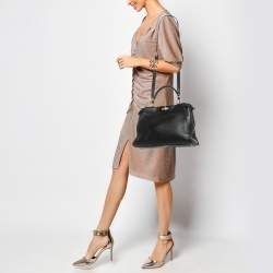 Fendi Black Leather Medium Peekaboo Top Handle Bag