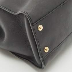 Fendi Black Leather Medium Peekaboo Top Handle Bag