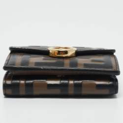Fendi Tobacco/Black Zucca Leather Micro F Trifold Wallet