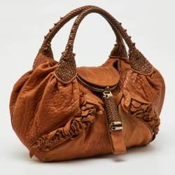Fendi Brown Pebbled Leather Spy Bag