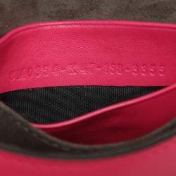 Pre Owned Fendi Pink Leather Micro Baguette Bag