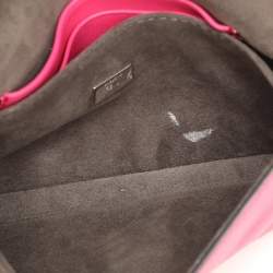 Pre Owned Fendi Pink Leather Micro Baguette Bag