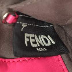 Pre Owned Fendi Pink Leather Micro Baguette Bag