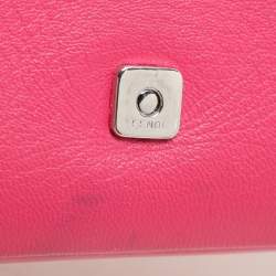 Pre Owned Fendi Pink Leather Micro Baguette Bag