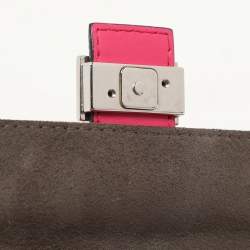 Pre Owned Fendi Pink Leather Micro Baguette Bag