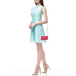 Pre Owned Fendi Pink Leather Micro Baguette Bag