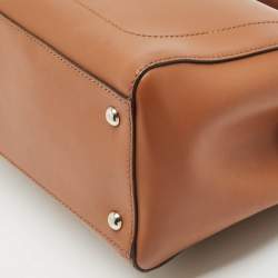 Fendi Brown Leather Dotcom Top Handle Bag