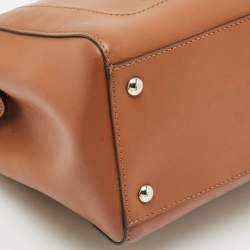 Fendi Brown Leather Dotcom Top Handle Bag