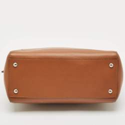 Fendi Brown Leather Dotcom Top Handle Bag