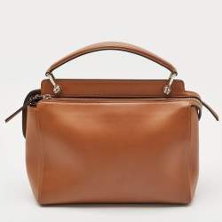 Fendi Brown Leather Dotcom Top Handle Bag