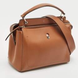 Fendi Brown Leather Dotcom Top Handle Bag