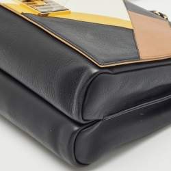 Fendi Black Leather Large Color Block Claudia Shoulder Bag