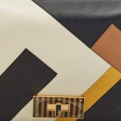 Fendi Black Leather Large Color Block Claudia Shoulder Bag