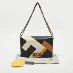 Fendi Black Leather Large Color Block Claudia Shoulder Bag