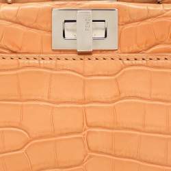 Fendi Brown Crocodile Micro Peekaboo Top Handle Bag