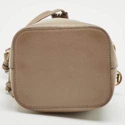 Fendi Beige Leather Mini Mon Tresor Drawstring Bucket Bag