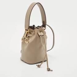 Fendi Beige Leather Mini Mon Tresor Drawstring Bucket Bag