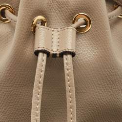 Fendi Beige Leather Mini Mon Tresor Drawstring Bucket Bag