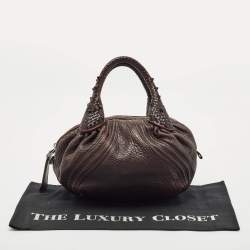 Fendi Dark Brown Pebbled Leather Baby Spy Bag