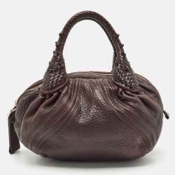 Fendi Dark Brown Pebbled Leather Baby Spy Bag