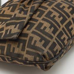 Fendi Tobacco Zucca Canvas and Patent Leather Mia Flap Shoulder Bag