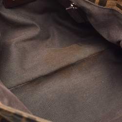 Fendi Tobacco Zucca Canvas and Patent Leather Mia Flap Shoulder Bag