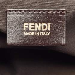 Fendi Tobacco Zucca Canvas and Patent Leather Mia Flap Shoulder Bag