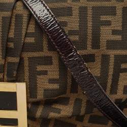 Fendi Tobacco Zucca Canvas and Patent Leather Mia Flap Shoulder Bag