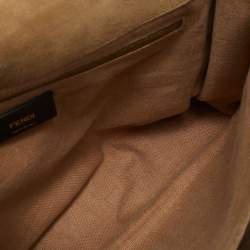 Pre Owned Fendi Tobacco Pequin Stripe Canvas Large Claudia Shoulder Bag