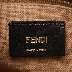 Pre Owned Fendi Tobacco Pequin Stripe Canvas Large Claudia Shoulder Bag