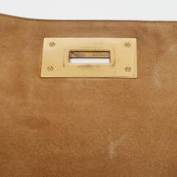 Pre Owned Fendi Tobacco Pequin Stripe Canvas Large Claudia Shoulder Bag