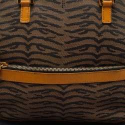 Fendi Tan/Dark Brown Canvas and Leather Vintage Zip Satchel