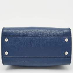 Fendi Navy Blue Selleria Leather Mini Peekaboo Top Handle Bag